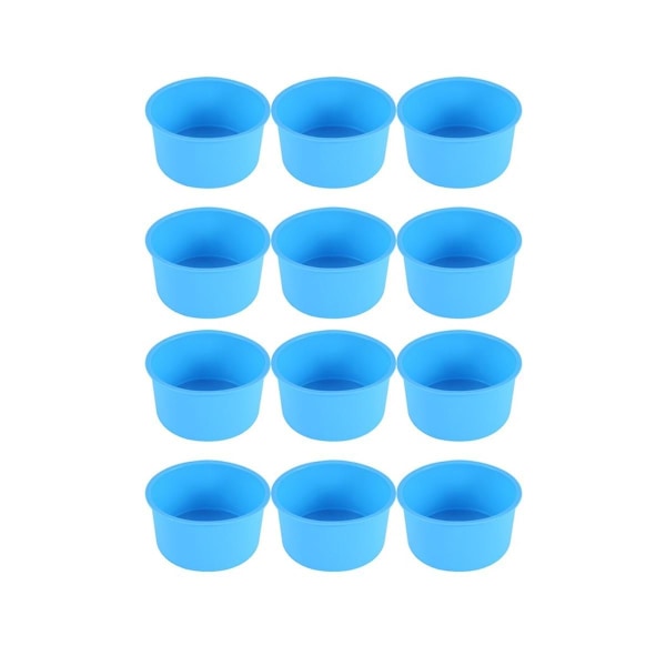 12 stk mini kageforme 4 tommer rund bagning non-stick silikone bageform bageform genanvendelig, blå Blue