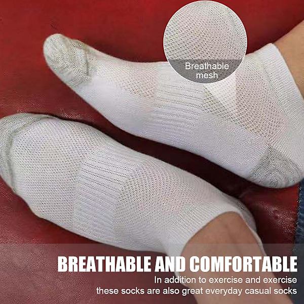 5 par strumpor herr sommar mesh båtstrumpor öronlyftning anti-drop häl bomullsstrumpor andningsbara strumpor white