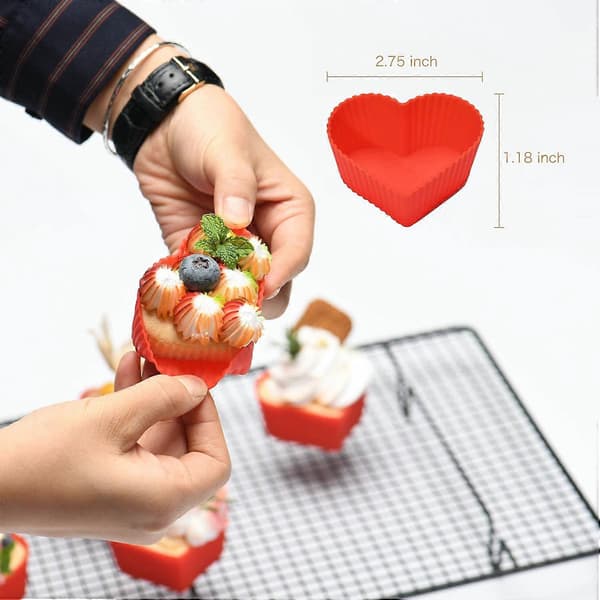 12 X Silikone Muffinsform med Hjerteformet Cupcake Bageform