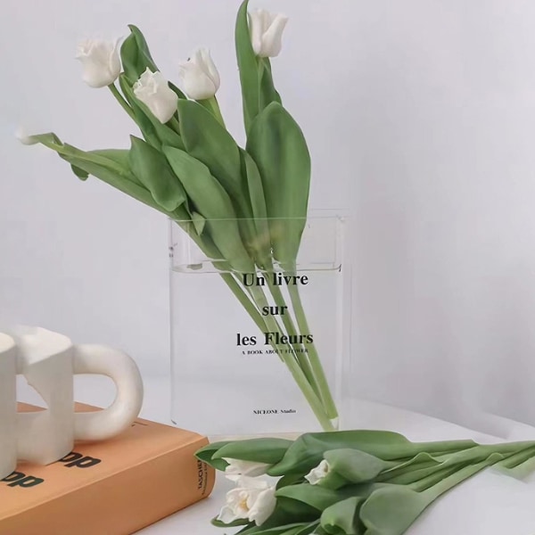 Nordisk stil klar akryl bogdesign vase transparent æstetisk blomster vase kontor hjem værelse indretning Clear Grey