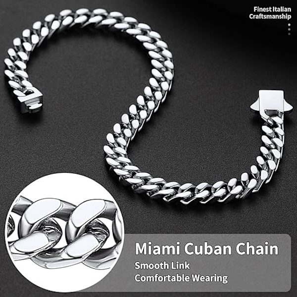 Cubansk Lænke Armbånd til Mænd Kvinder, Massivt Kirurgisk Rustfrit Stål Sølv Guld Sort Kæde Armbånd  Hip Hop Kantsten Armbånd