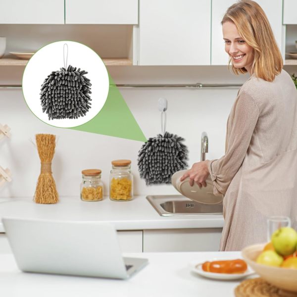 2-pack handdukar, mjuka vita och gråa snabb torkande handdukar, små absorberande mikrofiberhanddukar med hängande ögla för kök och badrum
