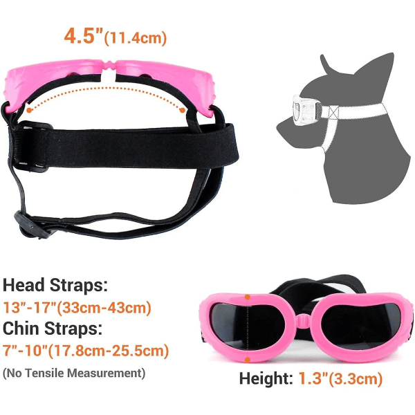 Hunde Goggles for Små Hunderaser, Hunde Solbriller Goggles, Uv Beskyttelse Hunde Solbriller for Katt, Valp Utendørs Ridning Kjøring Pink