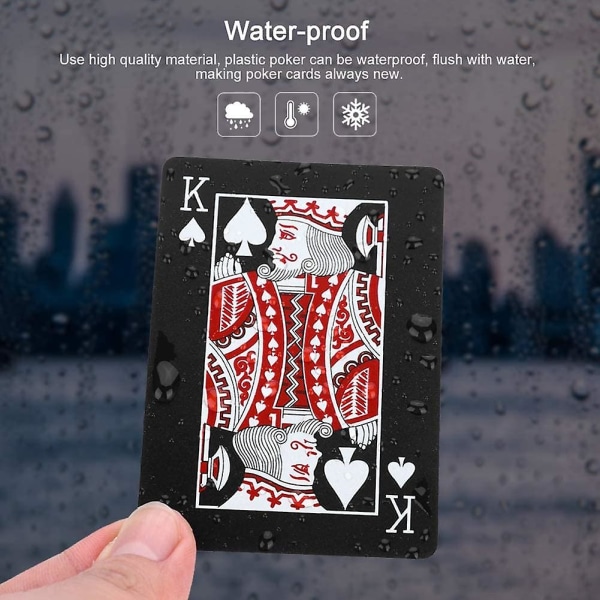 Wabjtam Spillekort, Vanntette Rosebelagte Sorte Pokerkortstokk Magiske Spillekort