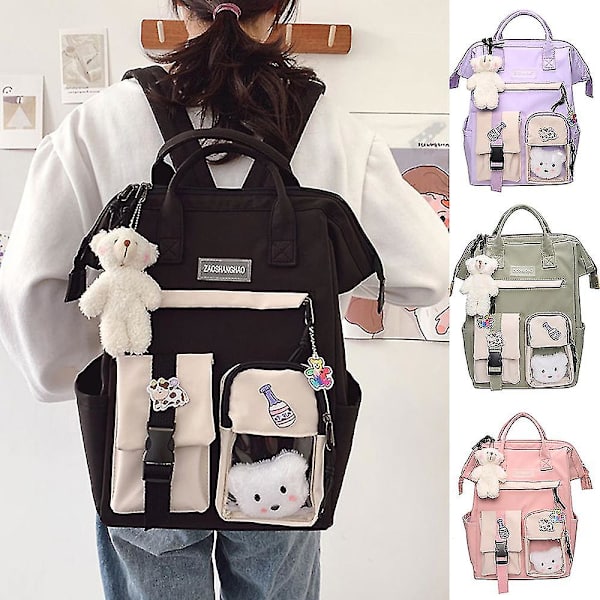 Teini-ikäisten tyttöjen koulureppu Kawaii Cute Bear College Matka casual laukku syntymäpäivälahja Green