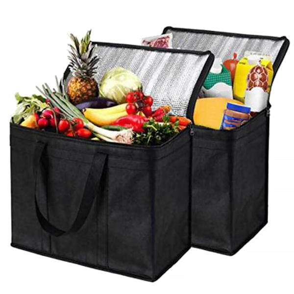 Bærbar termobag i fleece med aluminiumsfolie, sammenleggbar, slitesterk, vanntett, stor kapasitet, piknikmatlevering, isolert bag