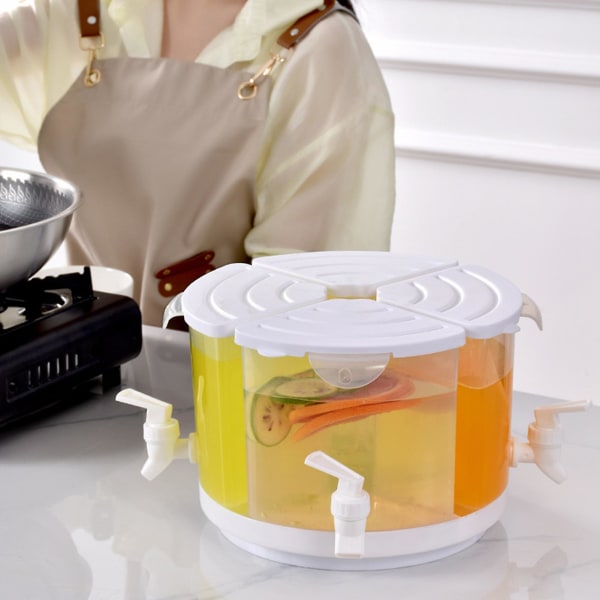 3L Cold Kettle with Faucet Leak-proof High Temperature Resistant Compartments Design Large Capacity Clear Lemonade Juice Drink Dispenser Tianyuhe