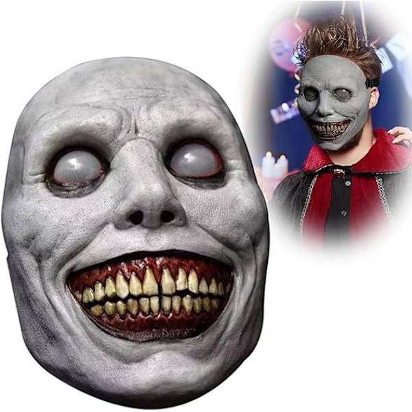Halloweenmask, Skräckmask för Vuxna, Läskig Halloweenmask, Halloween Dekorationer Horror Ond Ansiktsfest Cosplay Cosplay Party Present Vit
