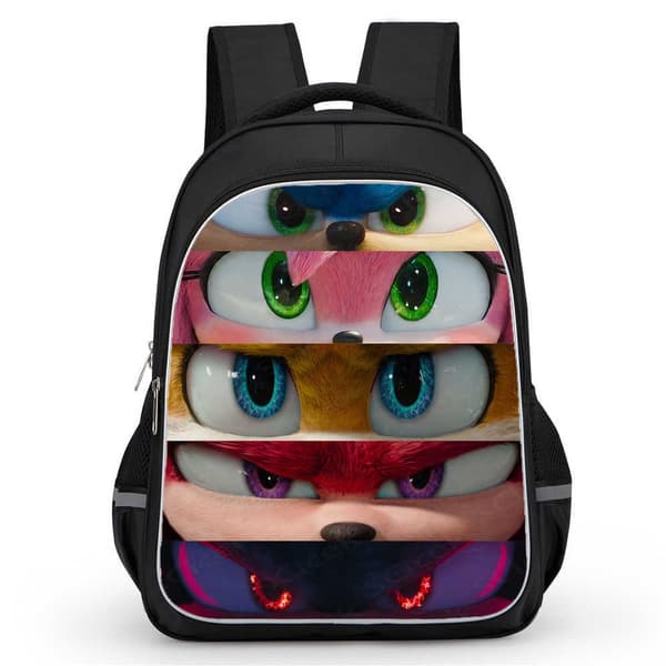 Cartoon Hedgehog Pattern Backpack for Primary School Students, Easy to Carry School Bag Sonic Black 29