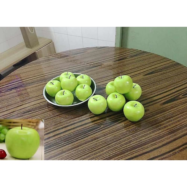12 stk. Kunstig naturtro falsk grøn æblesæt falsk frugt kompatibel med hjemmet