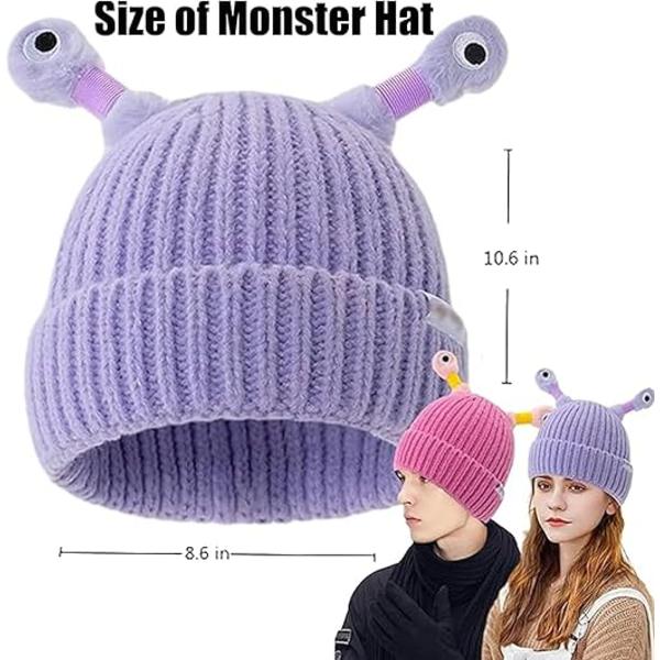 Monster Tentakel Glødende Lue, Vinter Foreldre-Barn Søt Glødende Liten Monster Strikket Lue, Morsom Monster Strikket Glødende Lue for Barn og Voksne