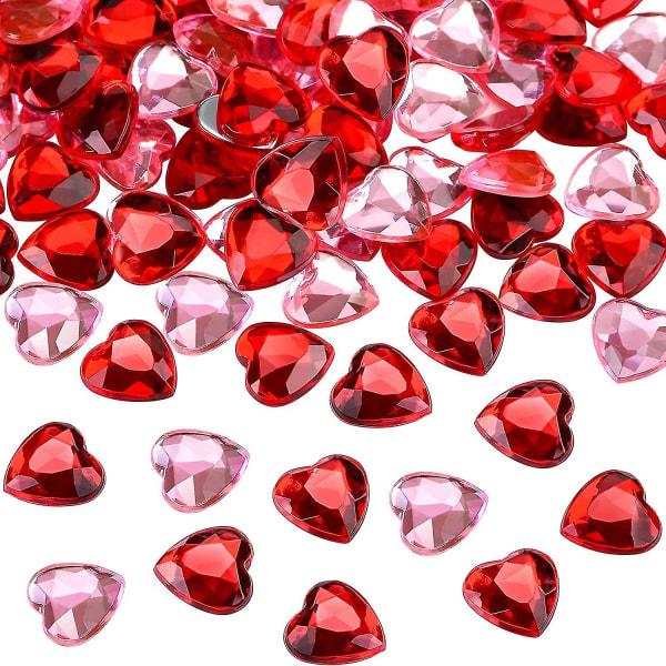 200 stykker Akrylrødt hjerte til Valentinsdagen, Bryllupshjertespredningsborddekorasjon, Akrylhjerte til vasefyll, 0,5 tommer (200 stykker, rød, P