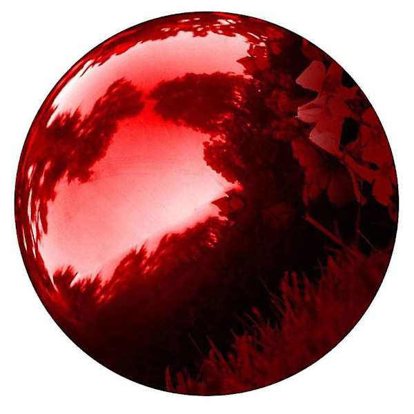 Ruostumattomasta teräksestä valmistettu katselupallotarha, peilipallo, kiillotettu pallo, metallipallo, puutarhapallo Dark Red
