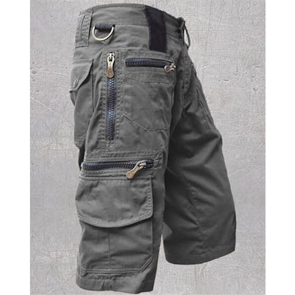 Herrshorts Casual Loose Sports Joggers Slim Fit Militär Sportshorts Bermudas Cargo Mountain Baggy Byxor Multi Fickor，XL