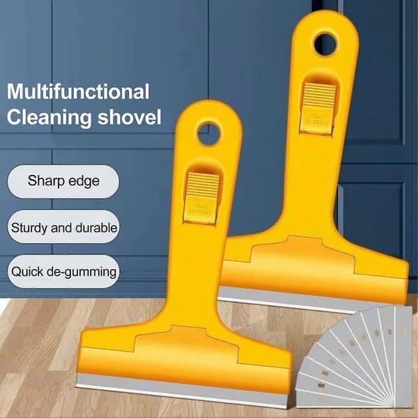 Rengjøringsskrape med uttrekkbart utskiftbart blad i rustfritt stål og ergonomisk grep