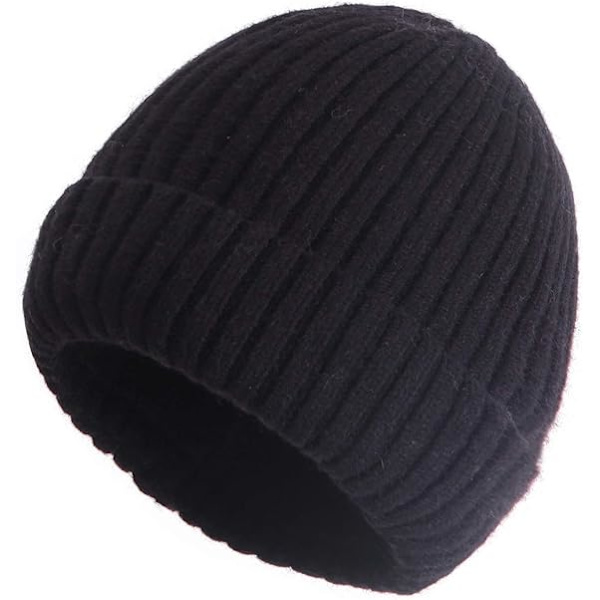 Damelue Lue Unisex Vinter Mansjett Enkelt Lue Myk Varm Strikket Luemue Black