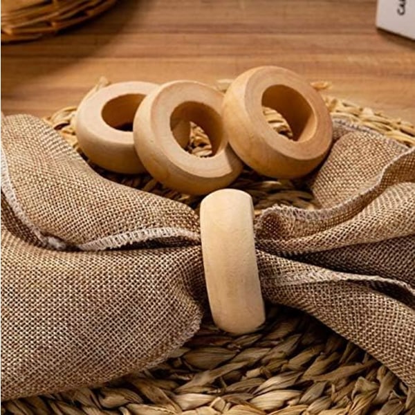 10pcs Handmade Rustic Wooden Napkin Rings for Table Dinner Decoration