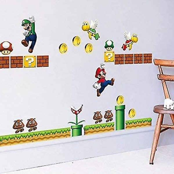 Super Mario Peel And Stick Väggdekaler - självhäftande avtagbar Nursery Väggdekor