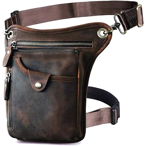 Mens Genuine Leather Messenger Shoulder Bag Waist Bag Pack Drop Leg Bag Motorcycle 833