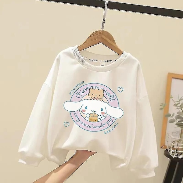 Sanrio Kawaii Pehmeä Villapaita Lasten Cinnamoroll Neulepusero Lasten Anime Sarjakuva Pitkähihainen Toppi Tyttöjen Urheiluvaatteet 130 White
