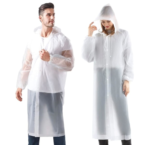 Regnfrakke 2-pak regnponchoer til mænd Kvinder Voksne Genanvendelig bærbar regnfrakke Vandtæt med elastik