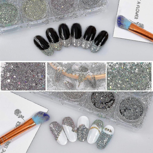 12 väriä glitter-setti, glitter glitter-jauhesetti hieno glitter-jauhe glitter