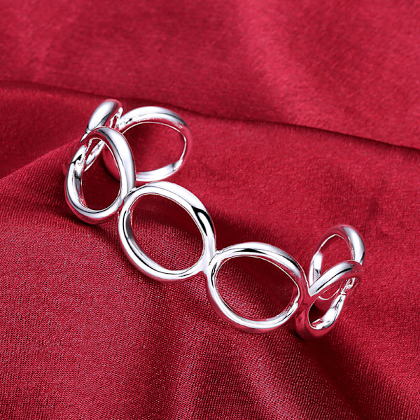 925 Silver Round Heart Open Armband för Kvinnor Mode Smycken Manschett Armband Ny Trendig Stil 3
