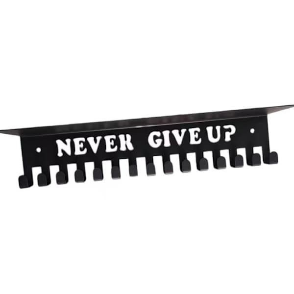 Black Multi-Medal Holder, Race Medal Display Rack and Ribbon Display, Wall Mounted Medal Hook-FX-