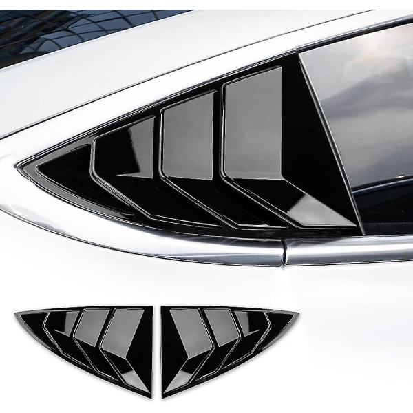Pack bakfönsterskydd för Tesla Model 3 2017-2021 - Abs vindruteskydd - Sol- och regnskydd - Sportig styling - Dekoration (blank svart)