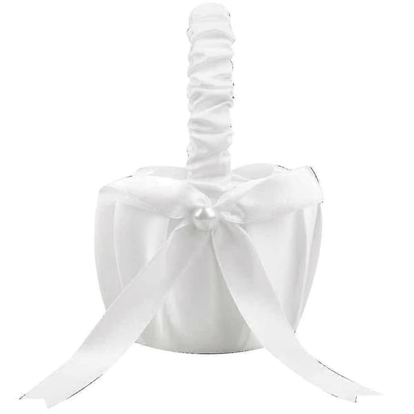 2-pack Bröllop Satin Blomsterkorg, Romantisk Rosett Party Blomsterflicka Korg