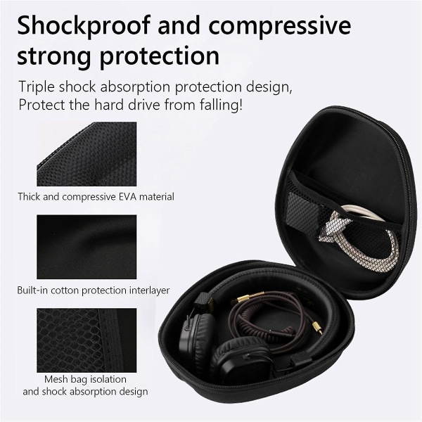 Hårdt EVA-rejsetaske Bluetooth-headset-opbevaringstaske cover til WH-CH720N WH-CH520N WH-1000XM4-hovedtelefon(B) Black