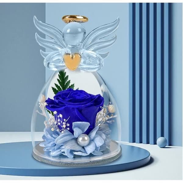 Evig Rose Englefigur Bevaret Rose Gave Mors Dag Julegave til Mor Bedstemor Romantisk Gave - Blå Blå Blå Blue