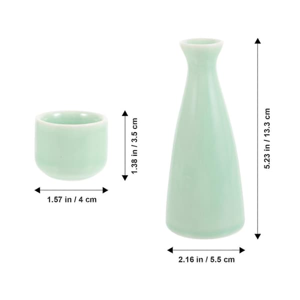 1 set traditionell japansk sake-set sake-kopp sake-flaska japansk sake-present ljusgrön