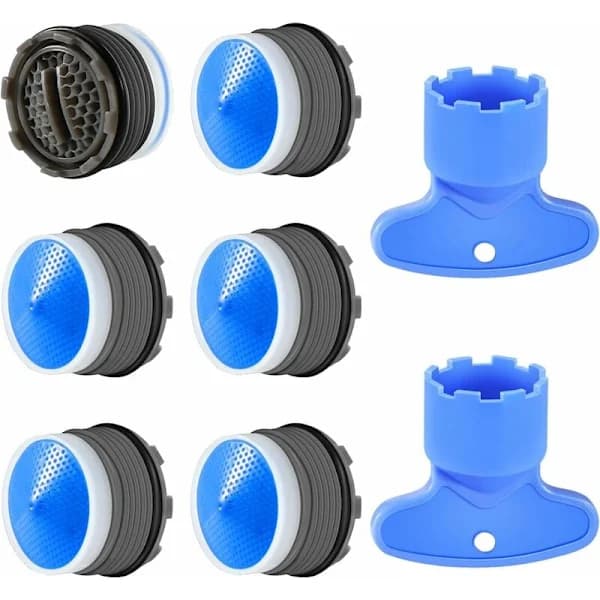 6 st M18.5 Aerator, Kitchen and Bathroom Insert, Plastic Sink Faucet Aerator for Water Saving with 2 Keys, A