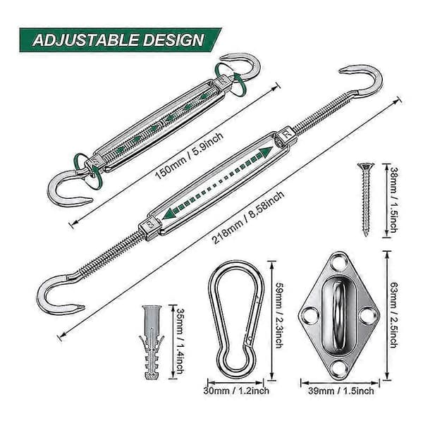 Solsejl Hardware Kit 304 Rustfrit Stål Anti-rust Solsejl