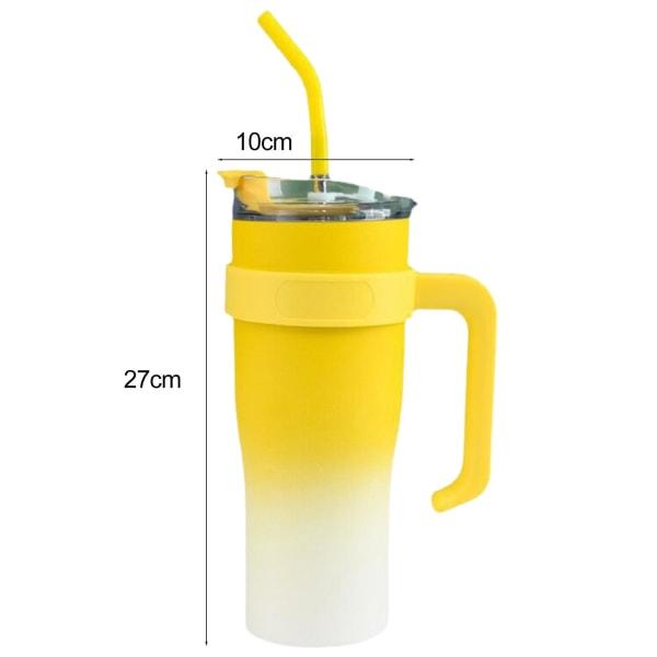 1200ML Vakuumisolerte Tumbler med Sugerør Stor Kapasitet Matkvalitet BPA-fri Isolert Vannflaske Kontorrekvisita Tianyuhe Yellow  White