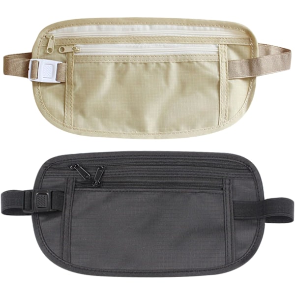 2 Pieces Bum Bags Fanny Pack Money Belts for Travel Hidden Men Women, Waterproof Waist Bag for Sport Running Hiking Cycling