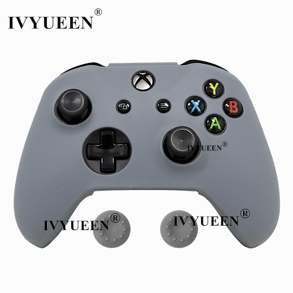 För Microsoft Xbox One X S Slim Controller Silikonskal + Analoga Tumgrepp För X Box One 1 X S Gamepad Gray