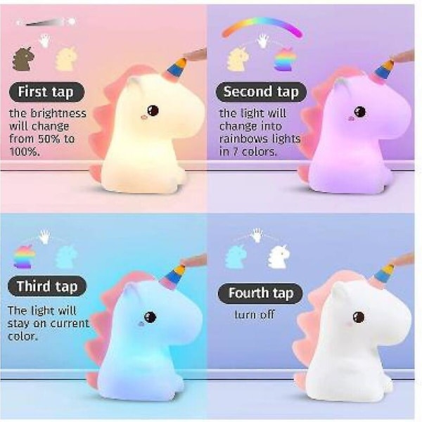2024 Unicorns ljuspresenter för flickor Unicorn nattlampa för flickor i sovrummet LED färgskiftande USB uppladdningsbar dekor