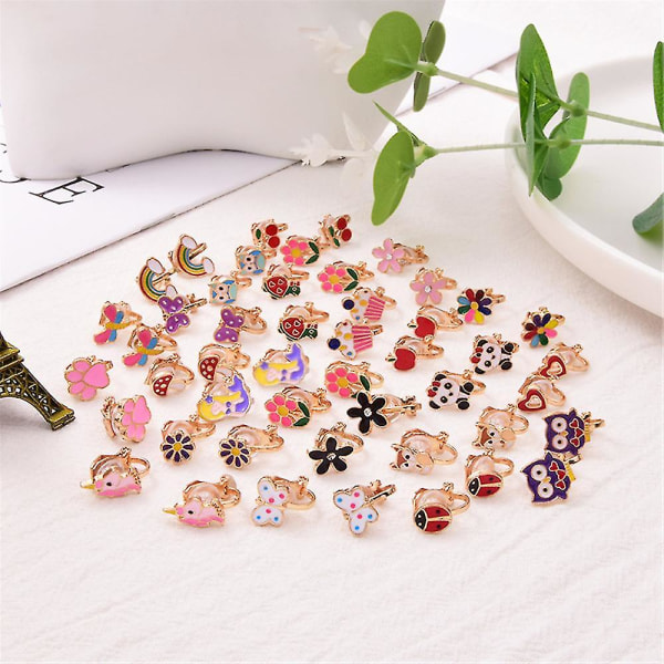 24 Pairs Kids Girls Flower Clip On Earrings Ear Clip Princess Dress Up Props