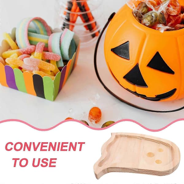 Spöklik träbricka för Halloween, trädessertbricka, matserveringsbricka, spökformad träbricka, brödservering, trämatbricka