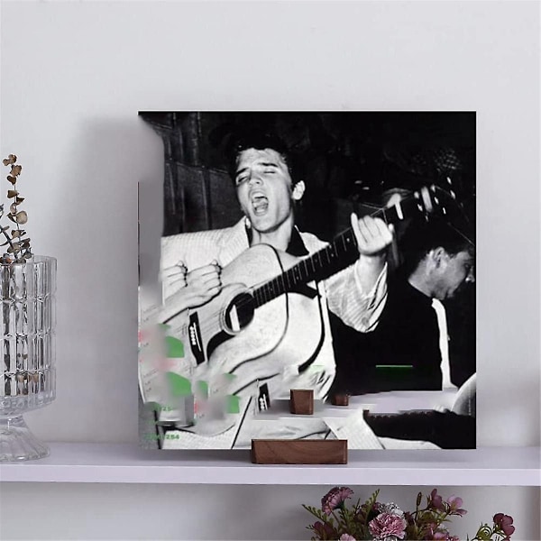 Vinyylilevyjen pidike - Pöytämallinen \"Now Playing\" -albumikansiteline - \"Now Spinning Record\" -teline Wood