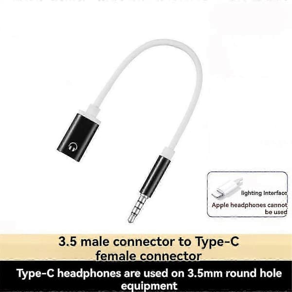 3,5 mm uros-Type C naaras -kaapeli MP3-soittimille Black