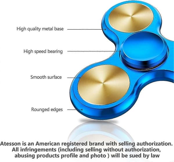 Fidget Spinner-legetøj i rustfrit stål - højpræcision til stresslindring A-blue-solid