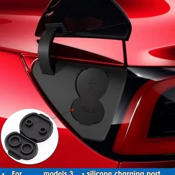 1 stk billaderdeksel for Tesla Model 3 Ccs Eu Vanntett anti-støv silikon Ladeport Beskyttelsesdeksel Biltilbehør EU black