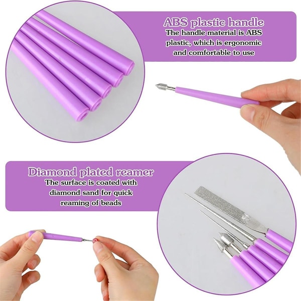 10 Pieces Bead Reamer Tools for Jewelry Making Pointed Bead Reamer Beading Tools Bead Hole Enlarger Tool for DIY Purple