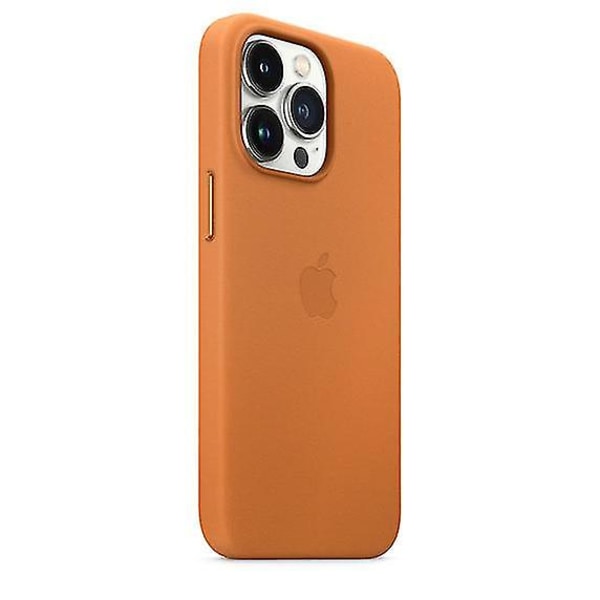 Nahkainen puhelinkotelo iPhone 13 Prolle, nahkainen kotelo Magsafella Golden Brown