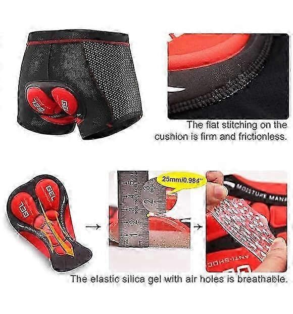 Cykelshorts til mænd med 3D gel-polstring, undershorts, cykeltilbehør black M