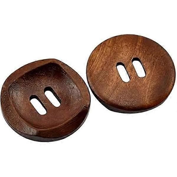 10 runde brune treknapper 30mm med 2 hull (30mm-10stk)