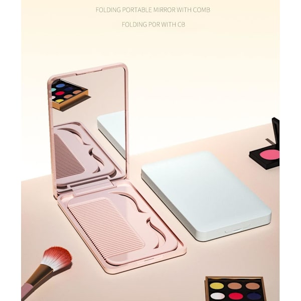 Rejse makeup spejl, sammenklappeligt kosmetisk spejl, spejl med kam, gaver til piger